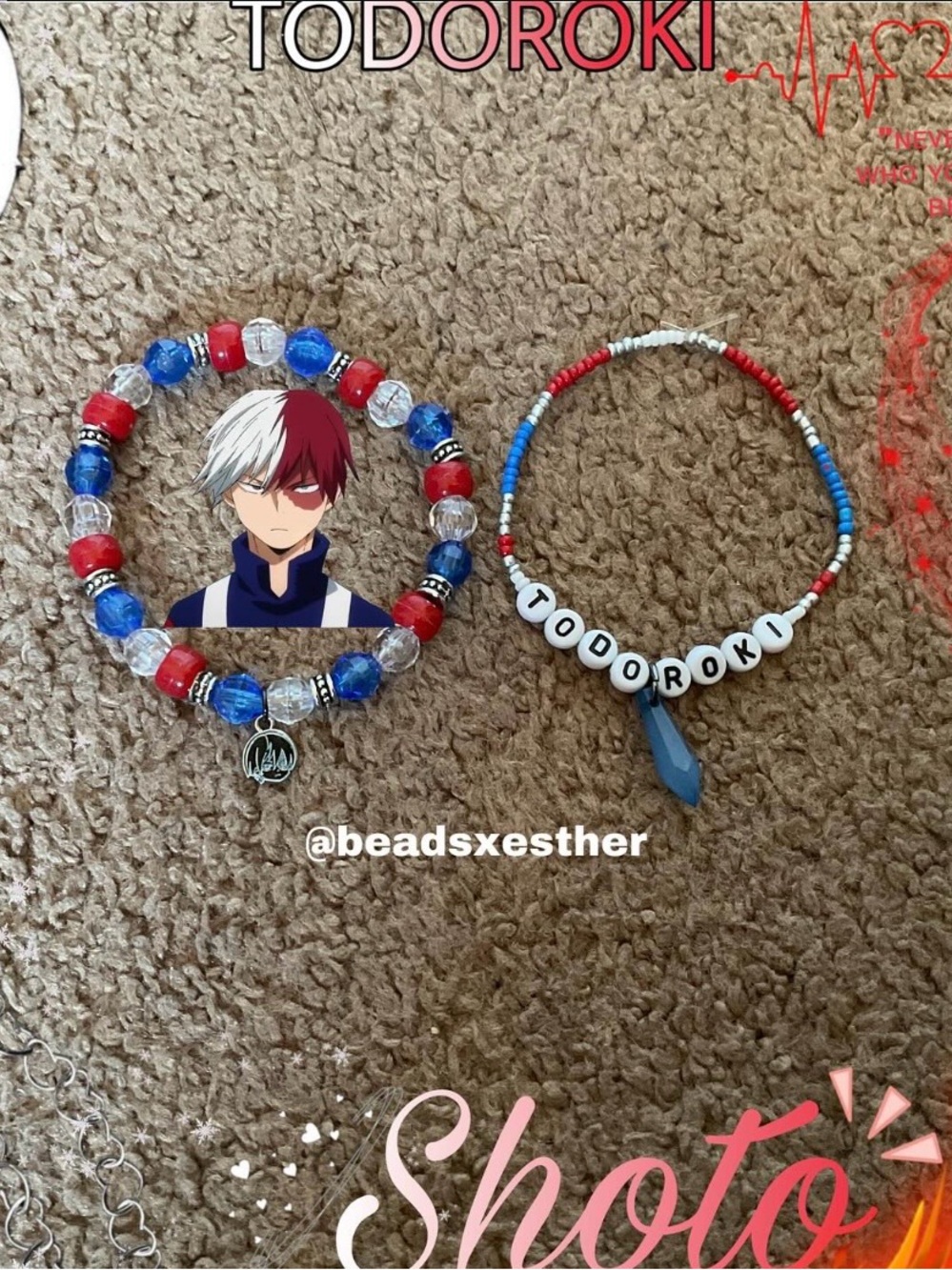 Todoroki Shoto Beaded Charm Bracelet 2 Sets- My Hero Academia